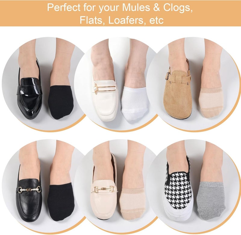 Murmorers Toe Socks Womens for Mules, Half Socks Toe Topper Covers No Show Invisible Non-slip Liners for Clogs 4/6/8 Pairs - Image 3